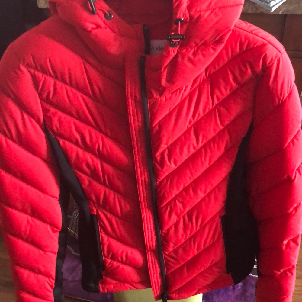 Red Calvin Klein Carcoat